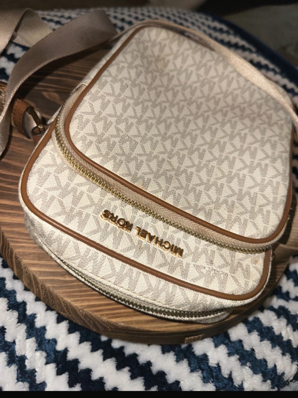 Michael Kors Beige and Light Brown MK Monogram Crossbody - Picture 3 of 5
